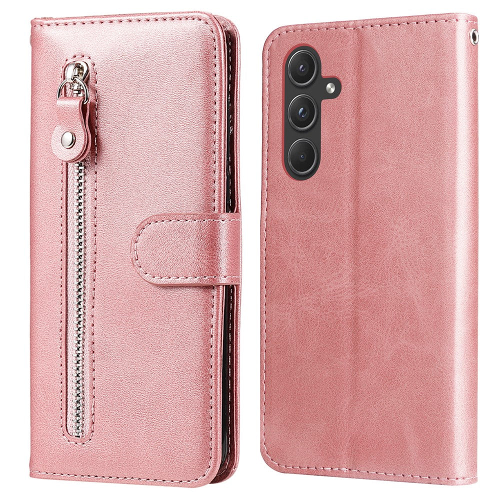 Til Samsung Galaxy A55 5G Etui Pung Stand Kalvetekstur Telefonbeskytter med Magnetisk Klap
