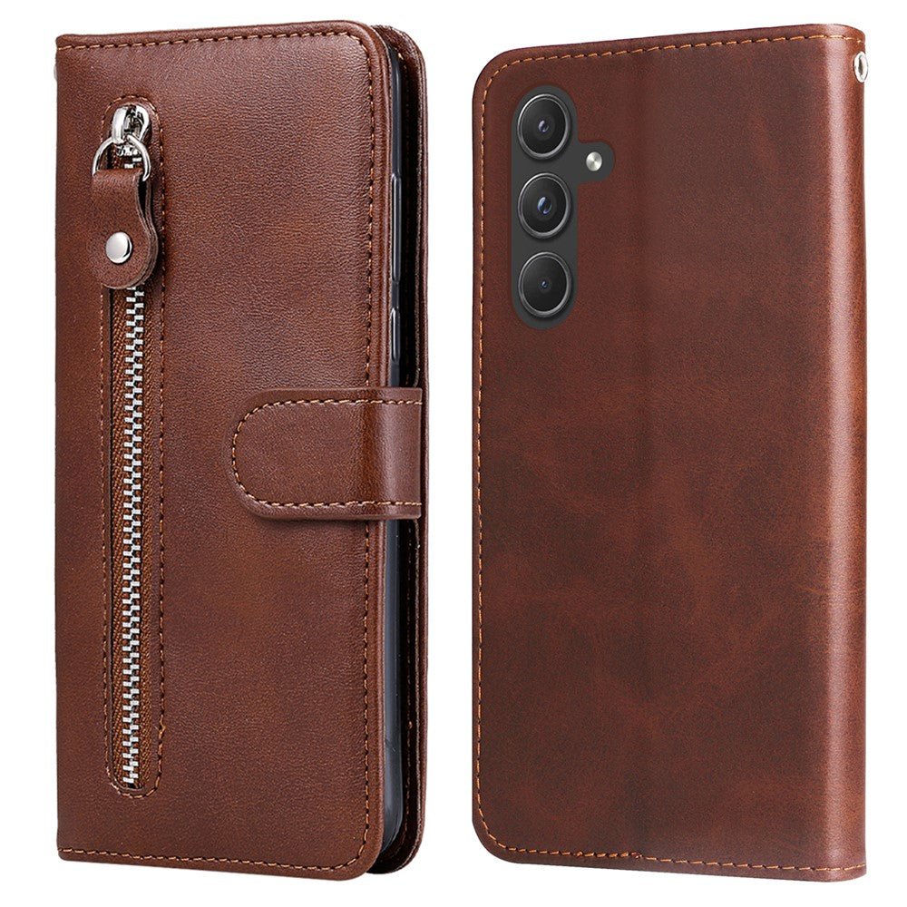 Til Samsung Galaxy A55 5G Etui Pung Stand Kalvetekstur Telefonbeskytter med Magnetisk Klap
