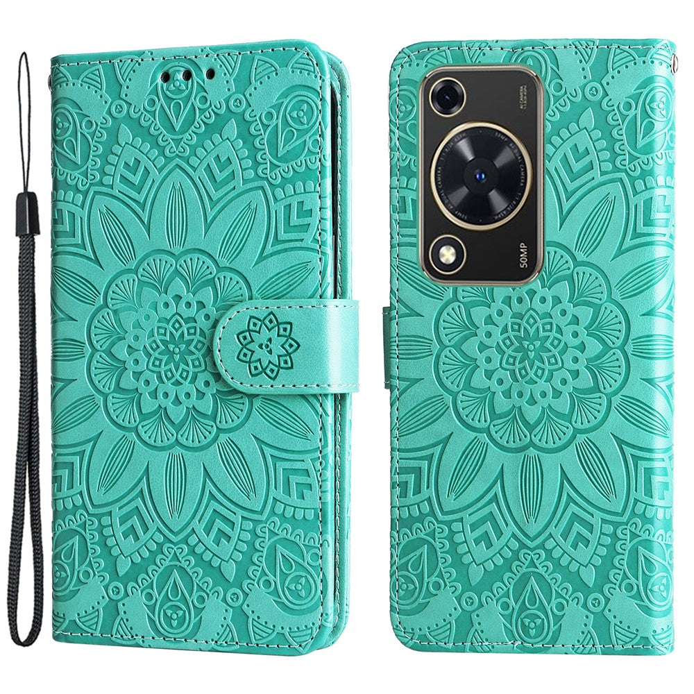 Huawei Enjoy 70 4G / Nova Y72 4G-skal, präglat läderfodral, mobilstativ, plånbok