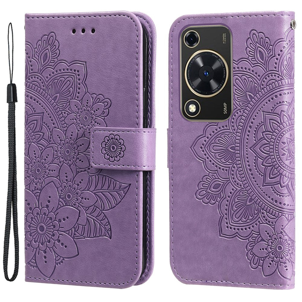 For Huawei Enjoy 70 4G / nova Y72 4G Case Floral Pattern PU Leather Wallet Stand Phone Cover