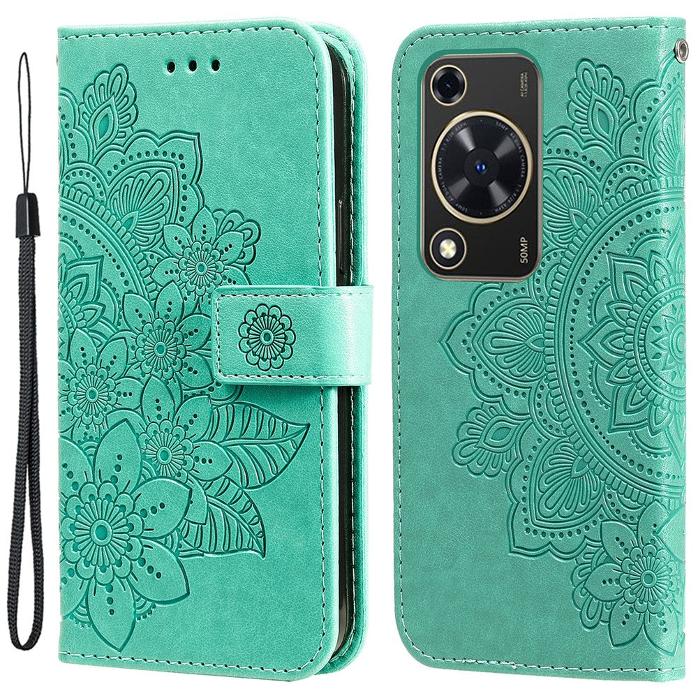 For Huawei Enjoy 70 4G / nova Y72 4G Case Floral Pattern PU Leather Wallet Stand Phone Cover