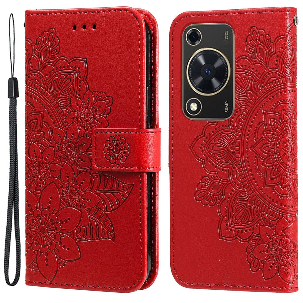 For Huawei Enjoy 70 4G / nova Y72 4G Case Floral Pattern PU Leather Wallet Stand Phone Cover
