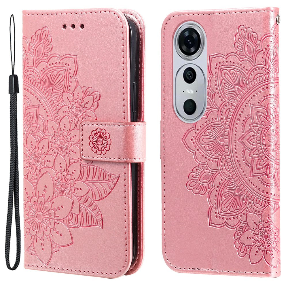 Huawei Nova 12 Pro 5G / Nova 12 Ultra 5G-skal med blommönster, PU-läder, plånboksfodral, stativ