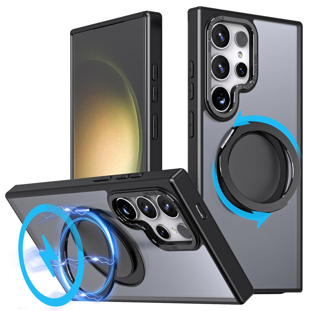 For Samsung Galaxy S24 Ultra Case Magnetic Phone Cover Rotary Ring Kickstand
