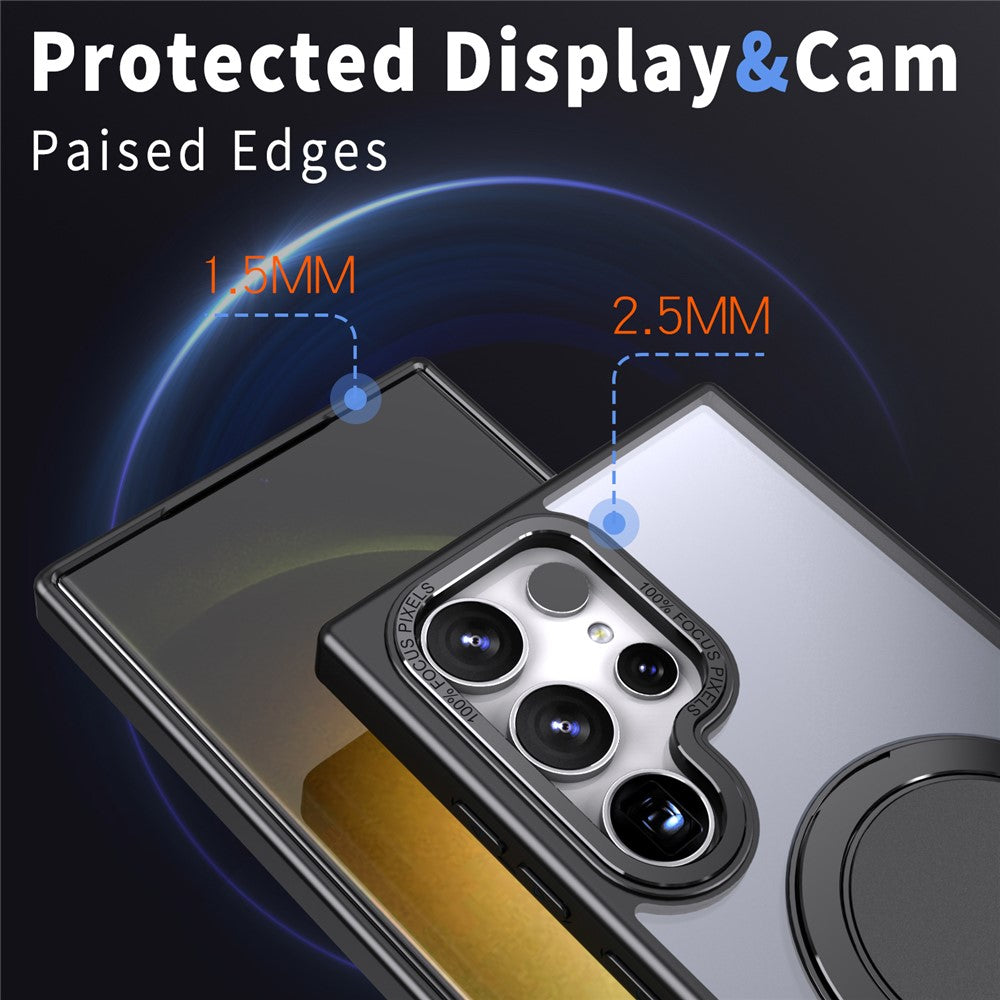 For Samsung Galaxy S24 Ultra Case Magnetic Phone Cover Rotary Ring Kickstand