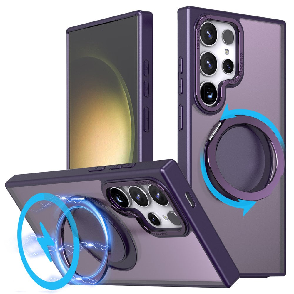 For Samsung Galaxy S24 Ultra Case Magnetic Phone Cover Rotary Ring Kickstand