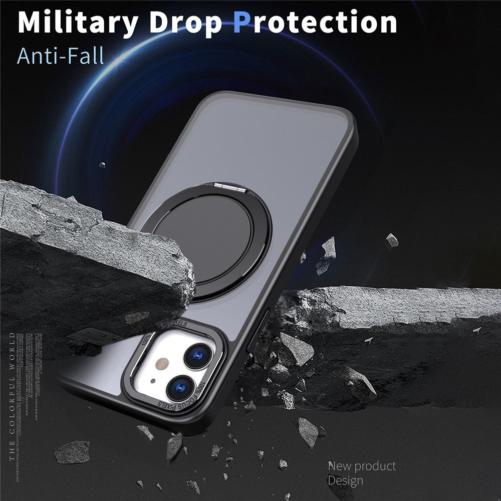 For iPhone 11 Magnetic Phone Case Invisible Gear Ring Holder Kickstand