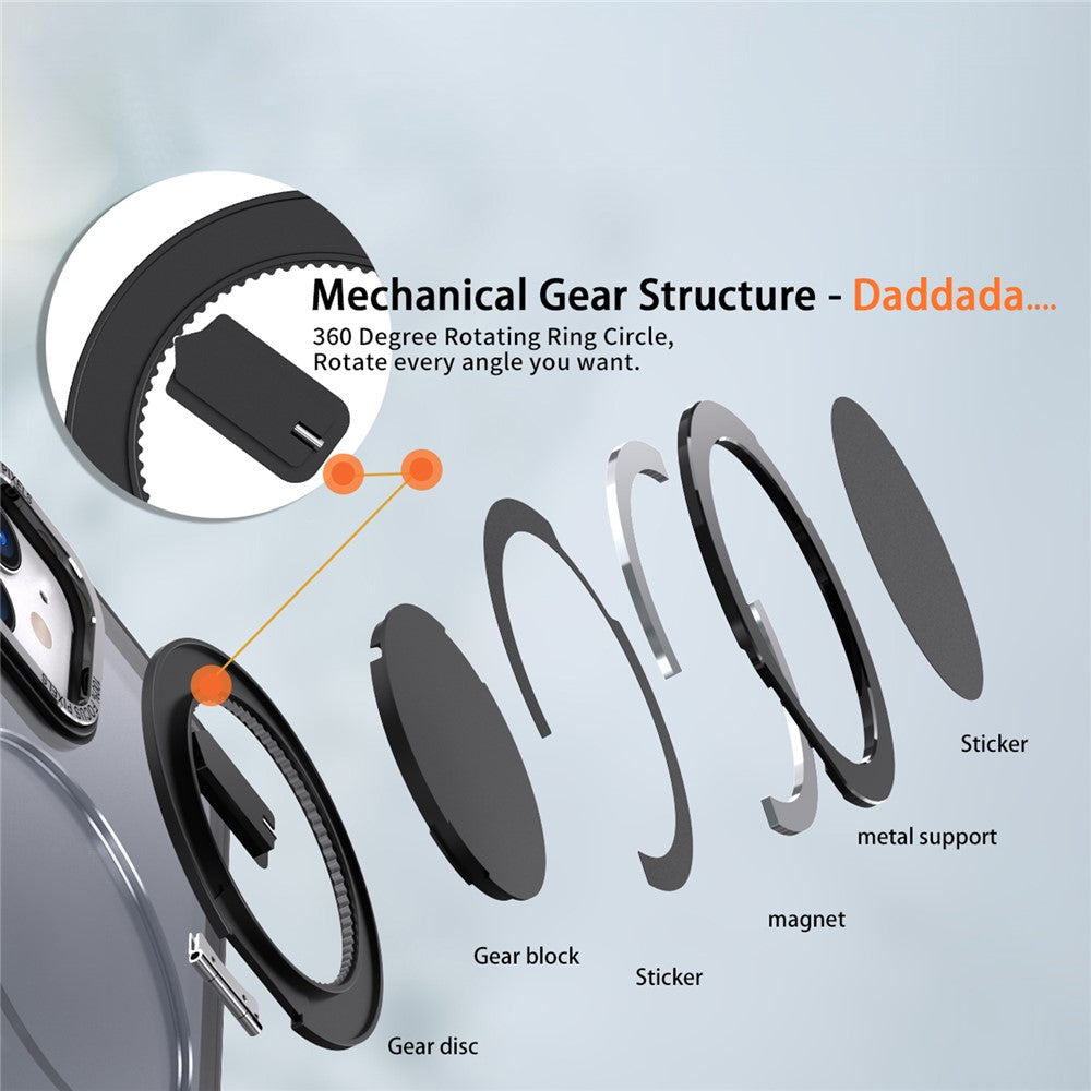 For iPhone 11 Magnetic Phone Case Invisible Gear Ring Holder Kickstand