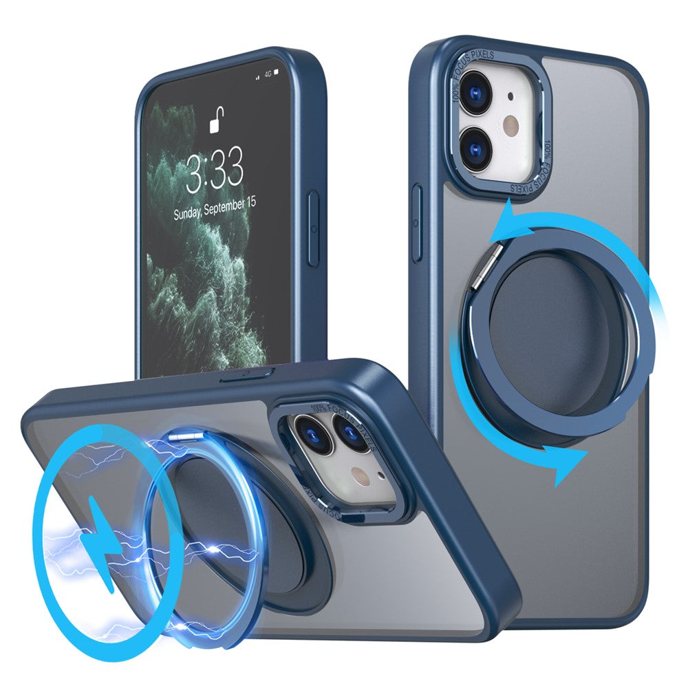 For iPhone 11 Magnetic Phone Case Invisible Gear Ring Holder Kickstand