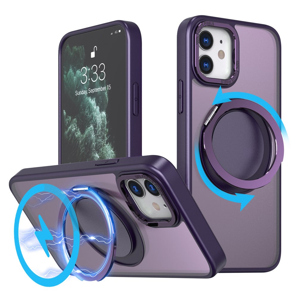 For iPhone 11 Magnetic Phone Case Invisible Gear Ring Holder Kickstand