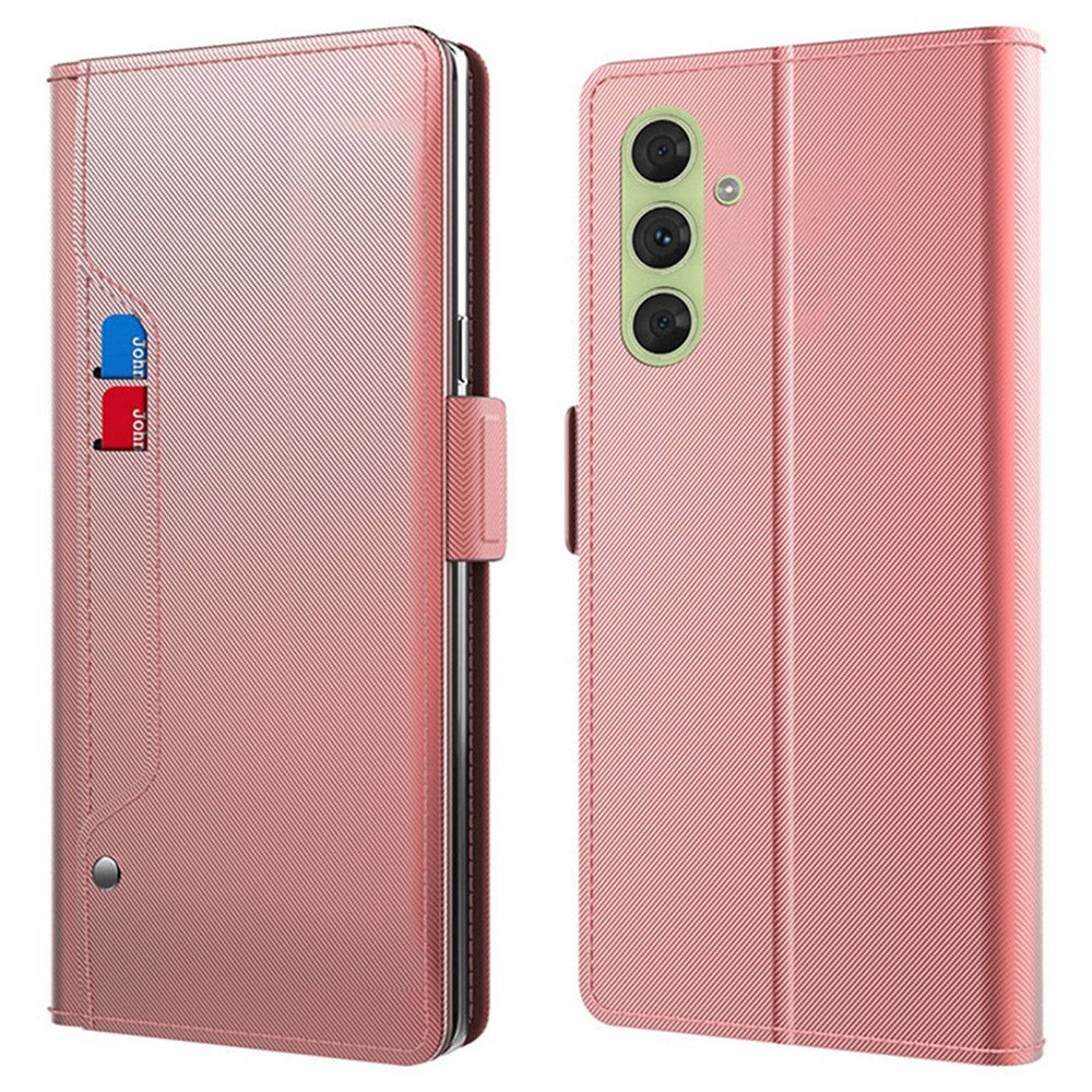 Til Samsung Galaxy A15 5G / A15 4G PU læder cover med stander og spejl