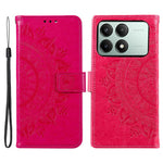 For Xiaomi Redmi K70E 5G / Poco X6 Pro 5G Case PU Leather+TPU Mandala Flower Imprinted Cover with Wrist Strap
