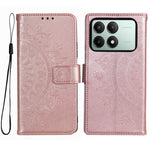 For Xiaomi Redmi K70E 5G / Poco X6 Pro 5G Case PU Leather+TPU Mandala Flower Imprinted Cover with Wrist Strap