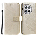 OnePlus 12 5G-magnetisk mobilcover med mandala-blomst, præget PU-læder + TPU