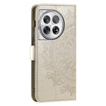 OnePlus 12 5G-magnetisk mobilcover med mandala-blomst, præget PU-læder + TPU