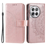 OnePlus 12 5G-magnetisk mobilcover med mandala-blomst, præget PU-læder + TPU
