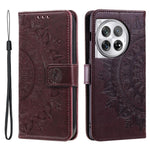 OnePlus 12 5G-magnetisk mobilcover med mandala-blomst, præget PU-læder + TPU
