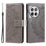 OnePlus 12 5G-magnetisk mobilcover med mandala-blomst, præget PU-læder + TPU