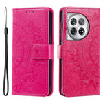 OnePlus 12 5G-magnetisk mobilcover med mandala-blomst, præget PU-læder + TPU