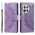 OnePlus 12 5G-magnetisk mobilcover med mandala-blomst, præget PU-læder + TPU