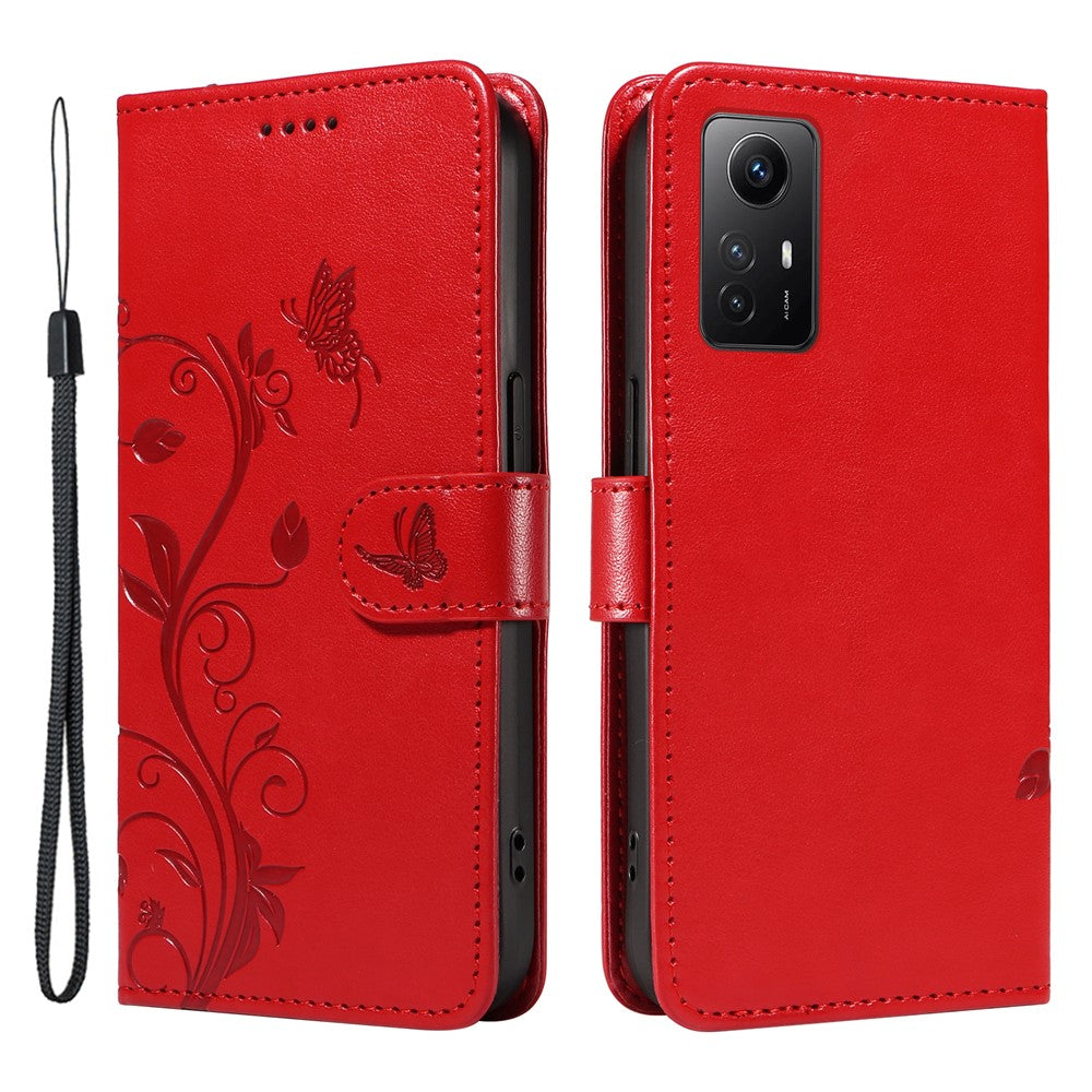 For Xiaomi Redmi Note 12S 4G / Note 11 4G (Qualcomm) / Note 11S 4G PU Leather Cases Flower Pattern Wallet Stand Phone Cover with Strap