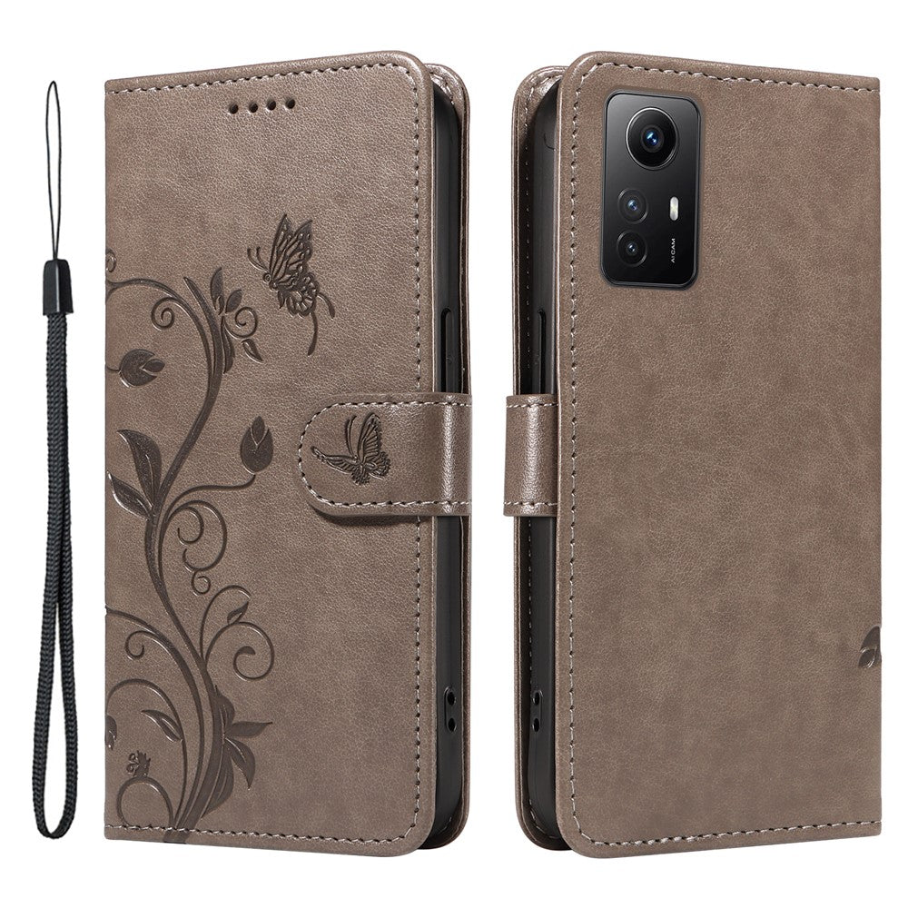 Xiaomi Redmi Note 12S 4G / Note 11 4G (Qualcomm) / Note 11S 4G PU-läderfodral Blommönster Plånboksfodral med stativ och rem