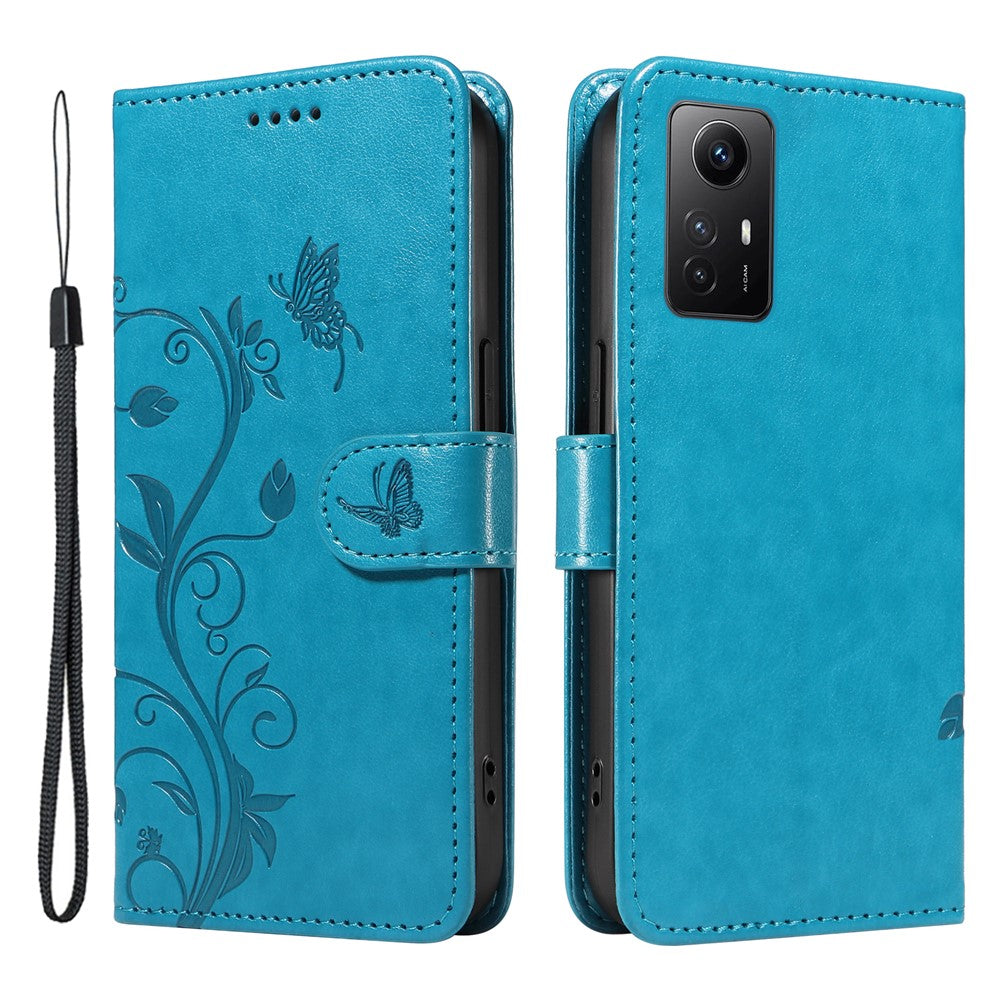 For Xiaomi Redmi Note 12S 4G / Note 11 4G (Qualcomm) / Note 11S 4G PU Leather Cases Flower Pattern Wallet Stand Phone Cover with Strap