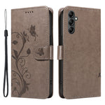 For Samsung Galaxy S23 FE PU Leather Cases Flower Pattern Wallet Stand Phone Cover with Strap