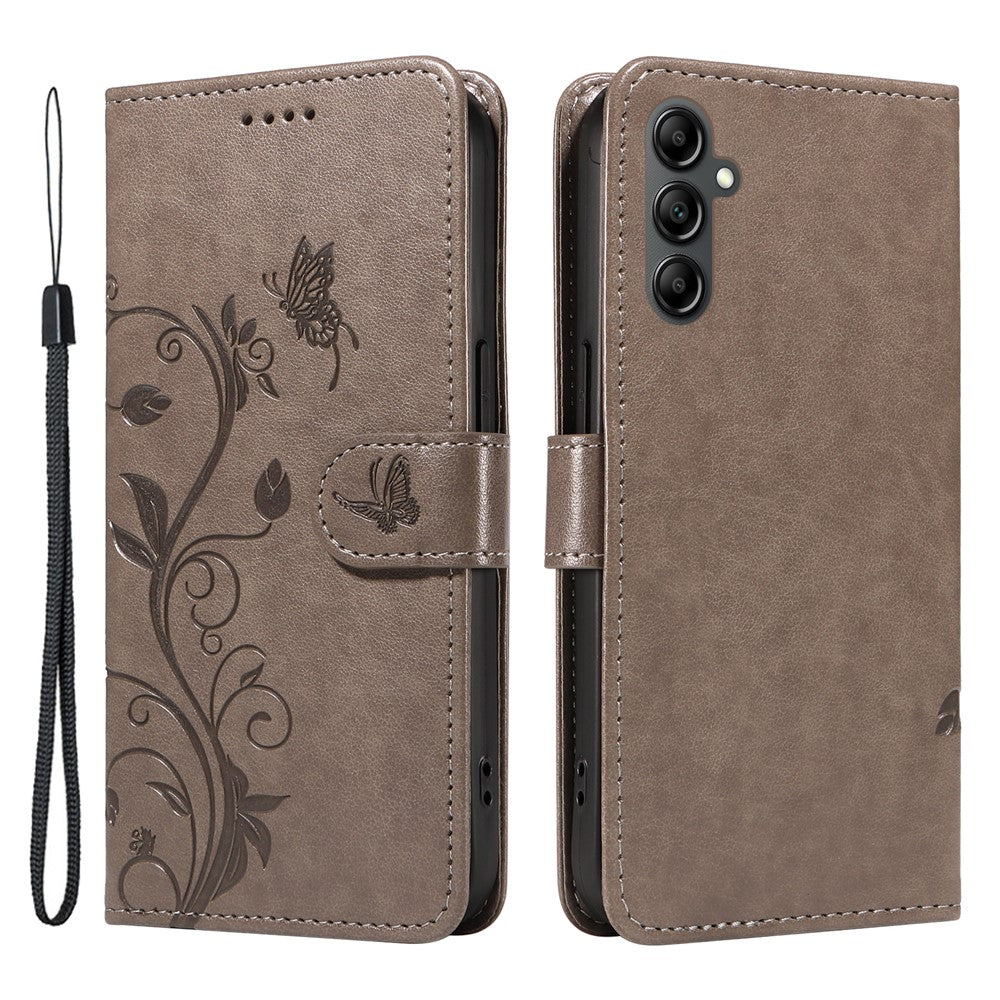 For Samsung Galaxy S23 FE PU Leather Cases Flower Pattern Wallet Stand Phone Cover with Strap