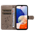 For Samsung Galaxy S23 FE PU Leather Cases Flower Pattern Wallet Stand Phone Cover with Strap