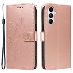For Samsung Galaxy A05s 4G PU Leather Cases Flower Pattern Wallet Stand Phone Cover with Strap