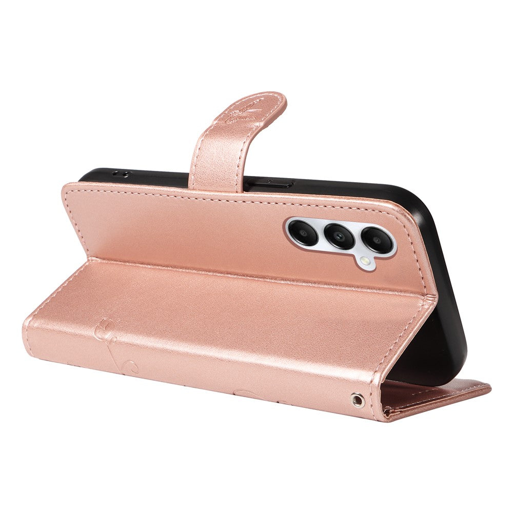 For Samsung Galaxy A05s 4G PU Leather Cases Flower Pattern Wallet Stand Phone Cover with Strap