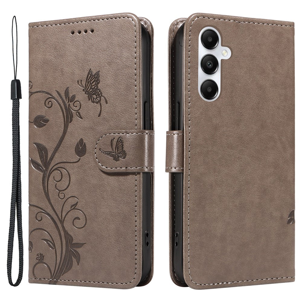 For Samsung Galaxy A05s 4G PU Leather Cases Flower Pattern Wallet Stand Phone Cover with Strap