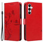For Samsung Galaxy A05s 4G PU Leather Cases Flower Pattern Wallet Stand Phone Cover with Strap