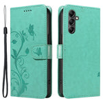 For Samsung Galaxy A15 5G PU Leather Cases Flower Pattern Wallet Stand Phone Cover with Strap
