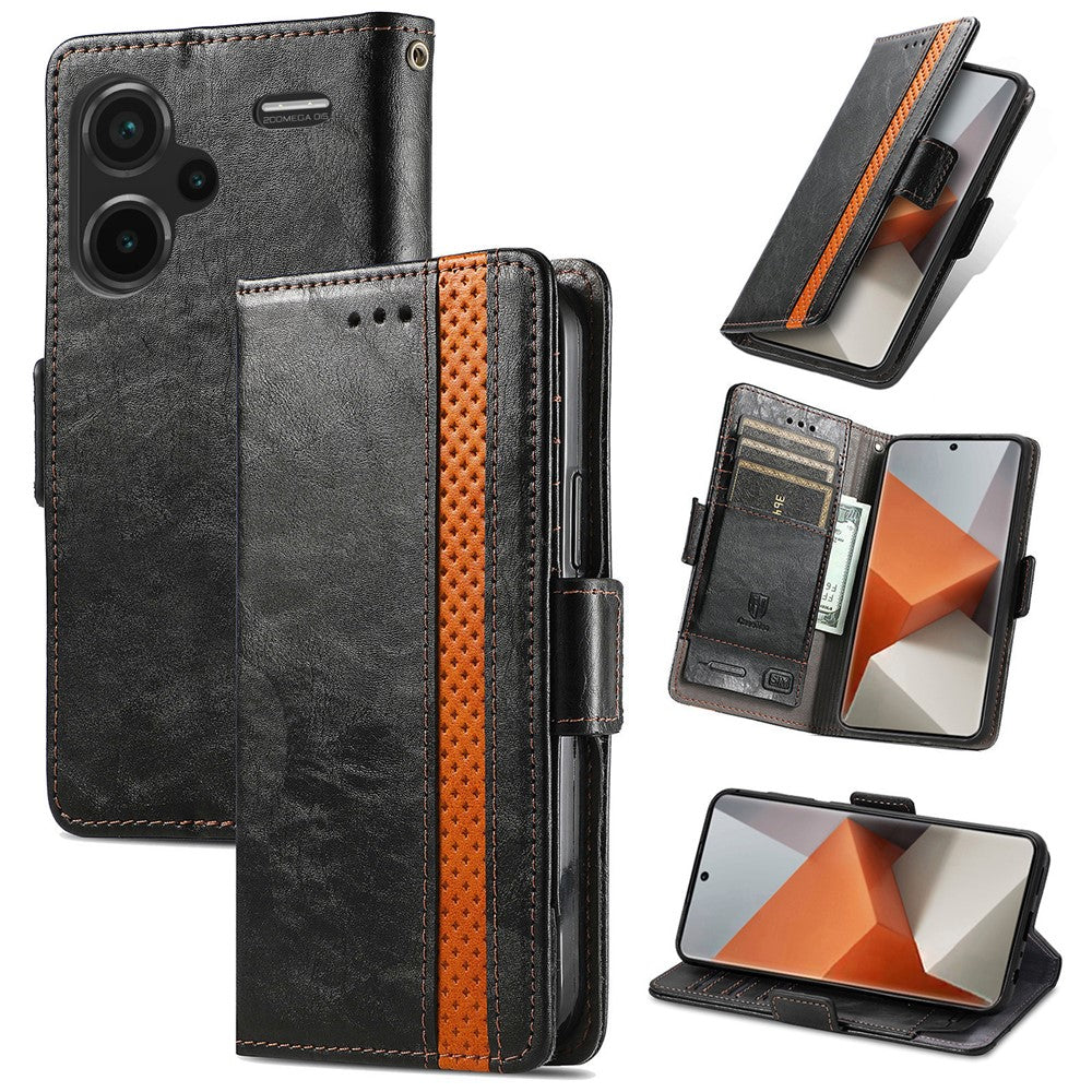 For Xiaomi Redmi Note 13 Pro+ 5G Phone Cases CASENEO PU Leather Cover Stand with RFID Blocking Wallet