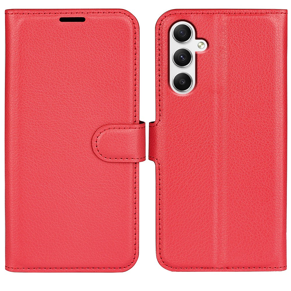 Til Samsung Galaxy A35 5G Litchi tekstur pung etui PU læder telefon stander cover