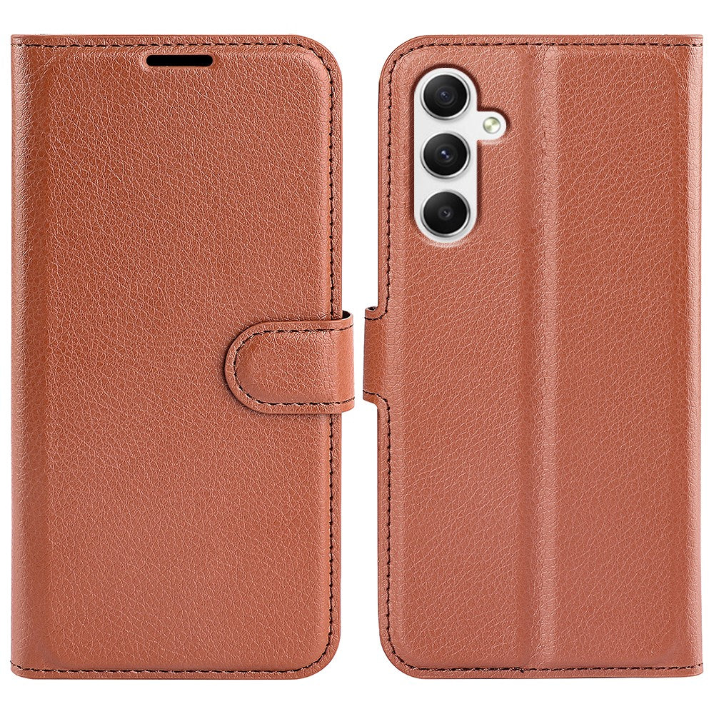 Til Samsung Galaxy A35 5G Litchi tekstur pung etui PU læder telefon stander cover