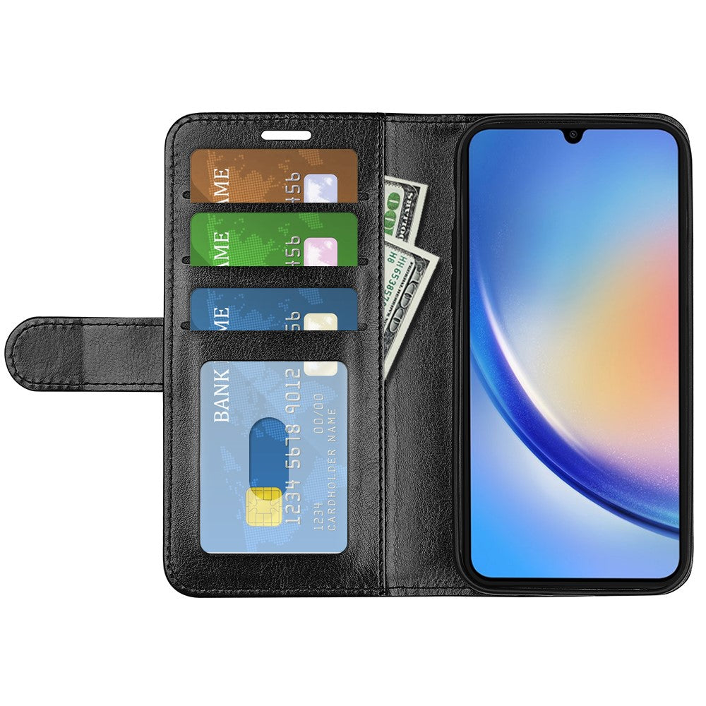 Til Samsung Galaxy A35 5G PU-læder telefoncover med Crazy Horse-tekstur, pung og kortpladser