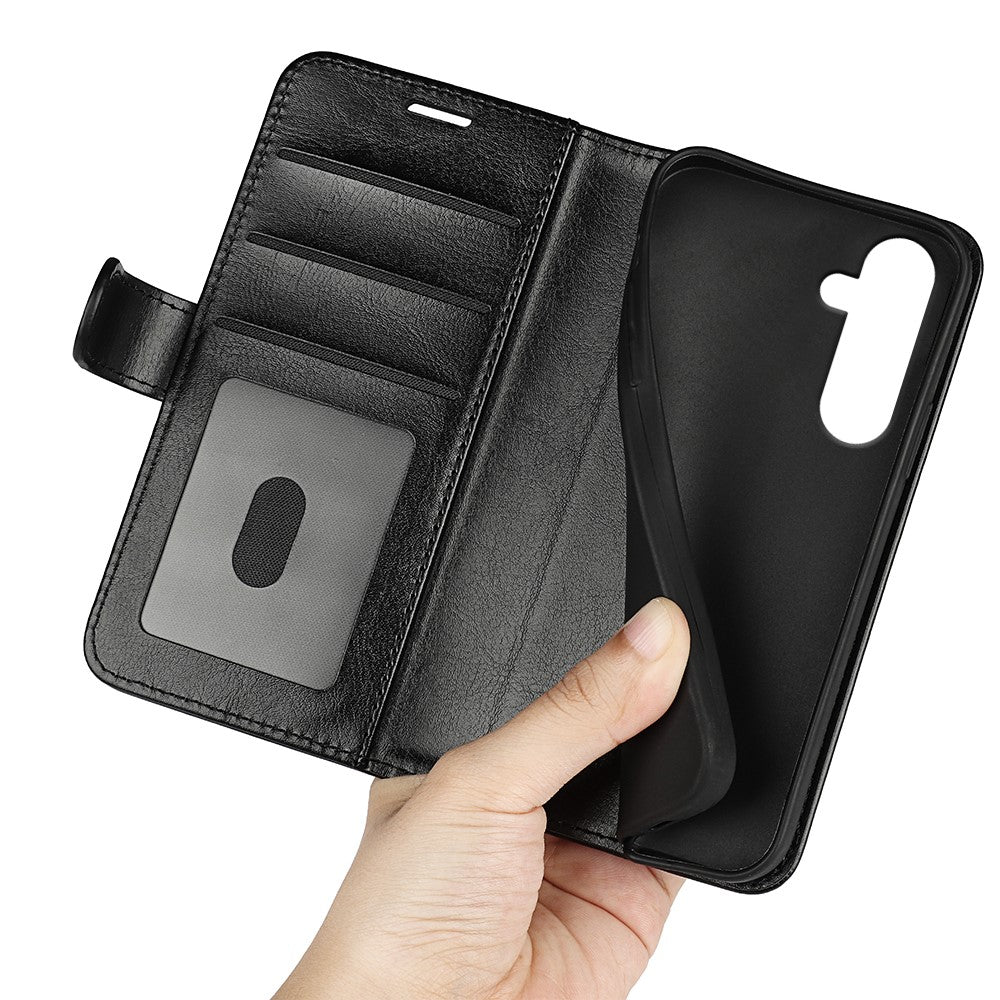 Til Samsung Galaxy A35 5G PU-læder telefoncover med Crazy Horse-tekstur, pung og kortpladser
