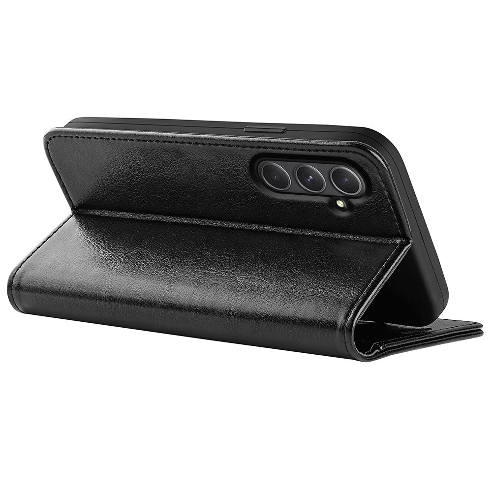 Til Samsung Galaxy A55 5G Flip PU Læder Cover Pung Telefoncover Crazy Horse Tekstur
