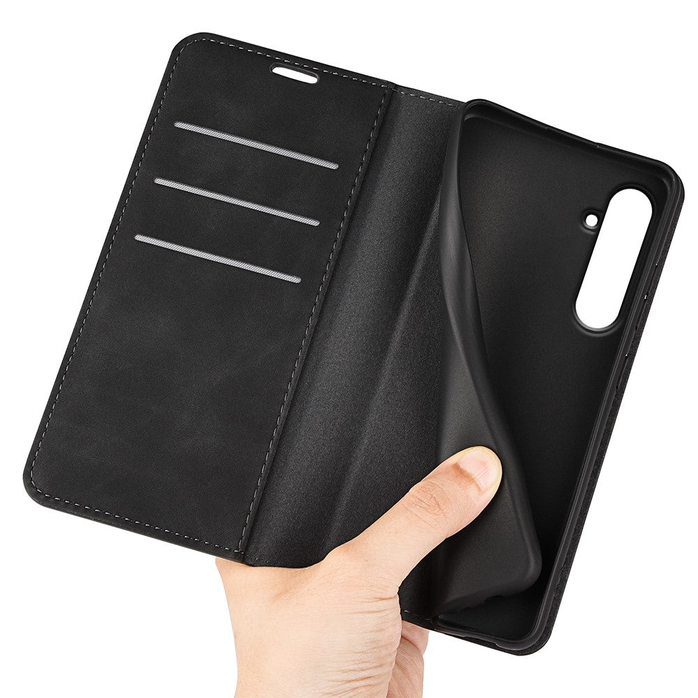 Til Samsung Galaxy A55 5G Telefoncover Læder Folio Flip Cover Magnetisk Absorption
