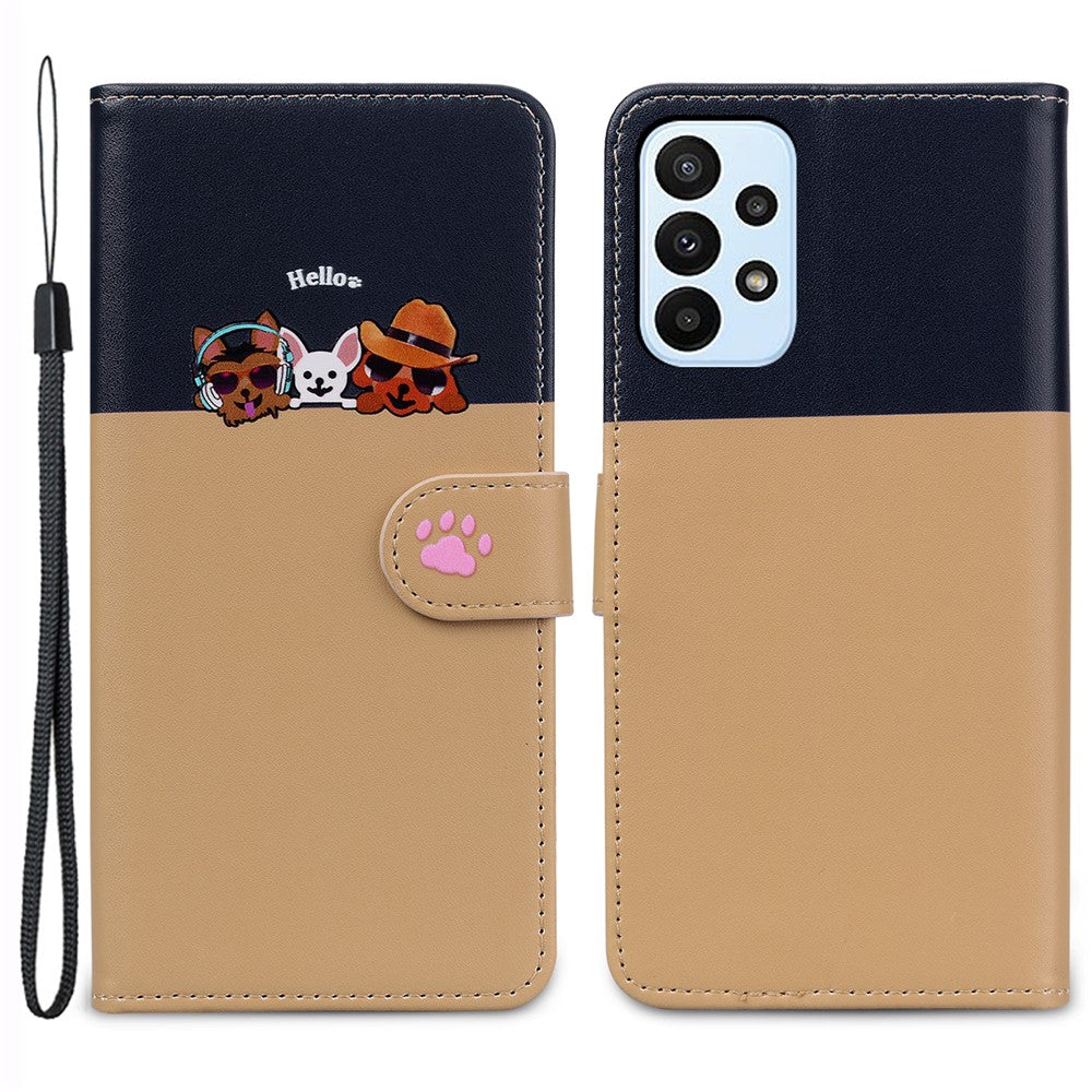 Tegneserie-kæledyrsserie til Samsung Galaxy A23 4G / A23 5G (global version) Etui Pung Telefoncover