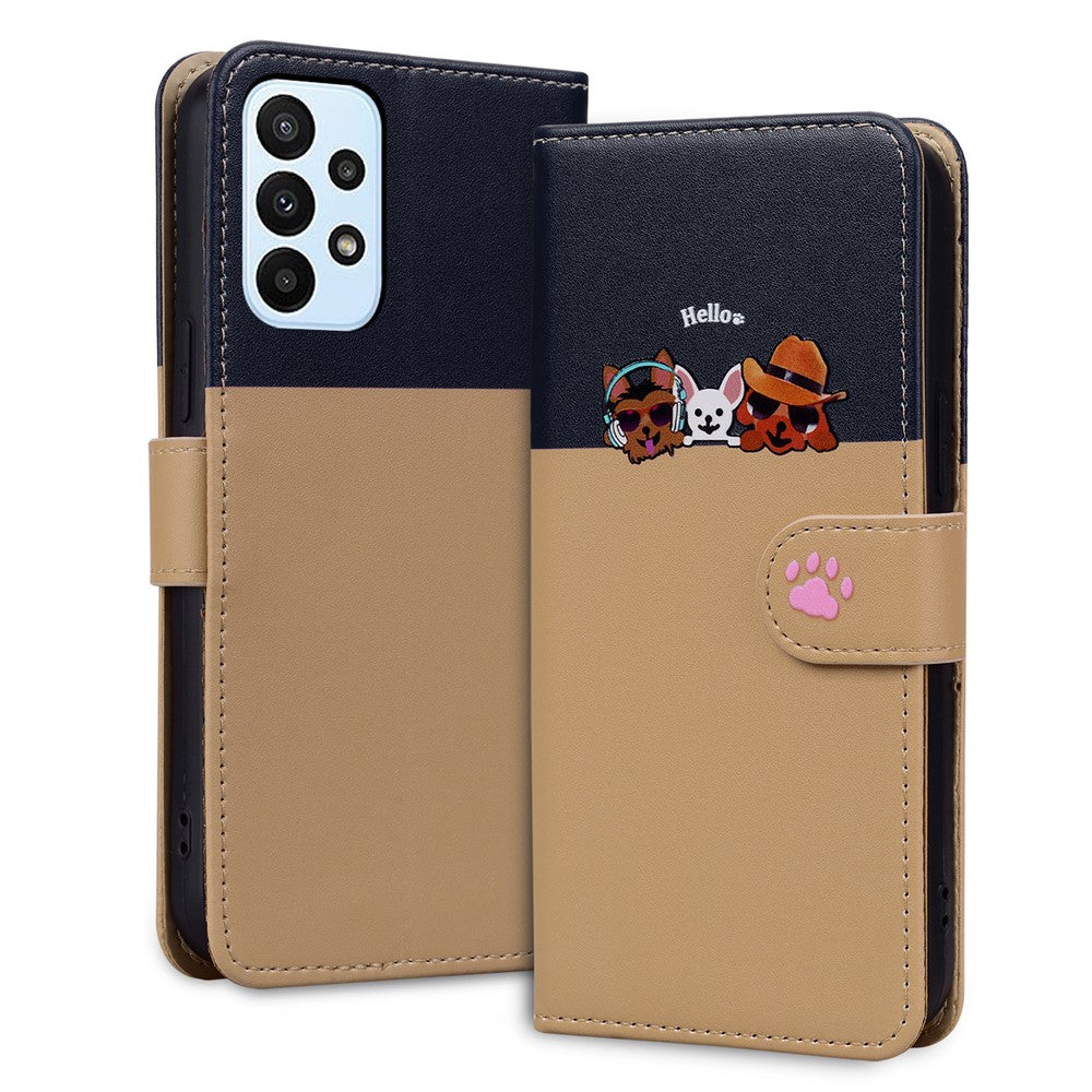 Tegneserie-kæledyrsserie til Samsung Galaxy A23 4G / A23 5G (global version) Etui Pung Telefoncover