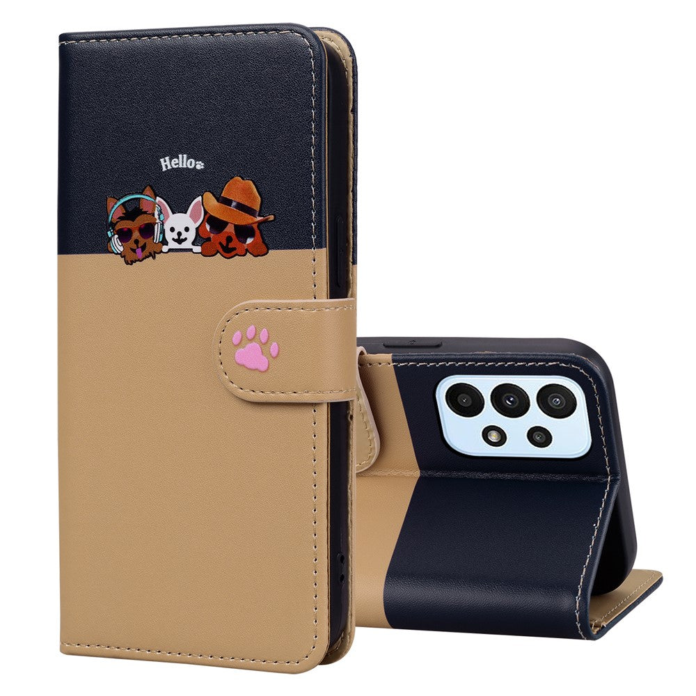 Tegneserie-kæledyrsserie til Samsung Galaxy A23 4G / A23 5G (global version) Etui Pung Telefoncover