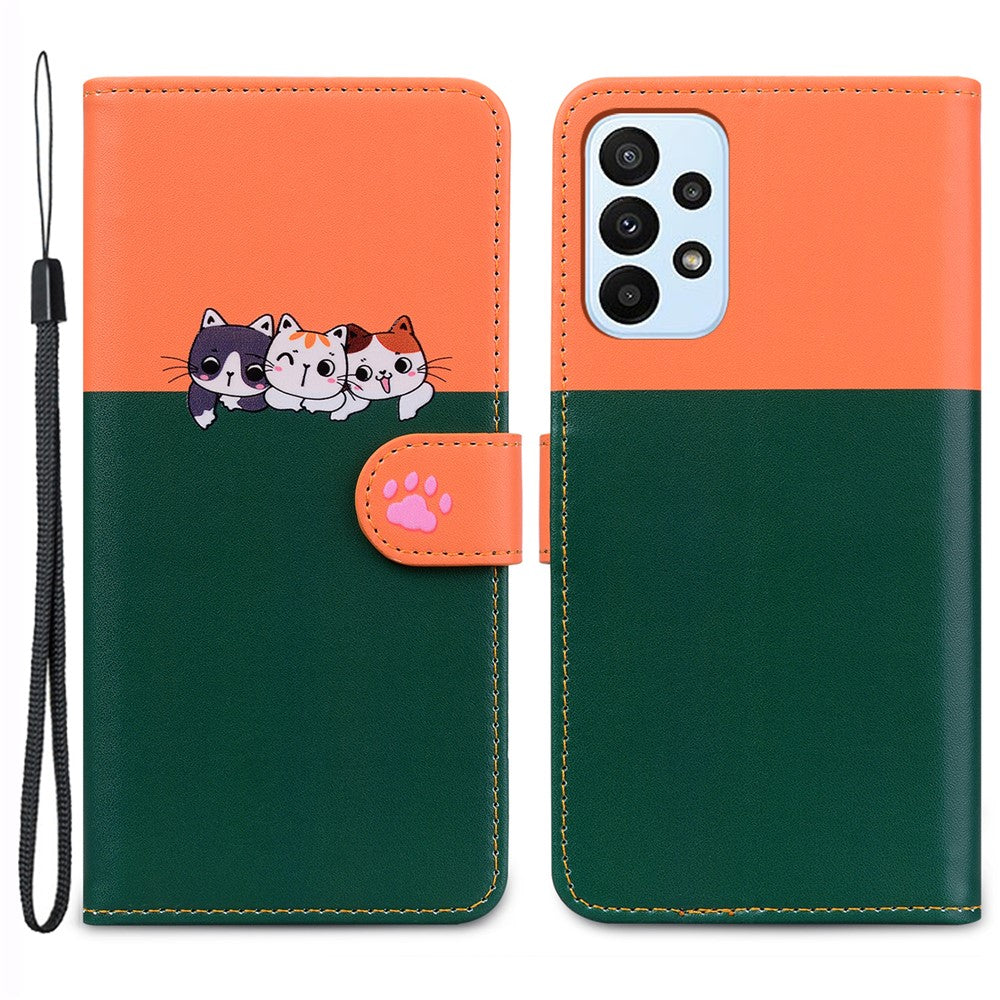 Tegneserie-kæledyrsserie til Samsung Galaxy A23 4G / A23 5G (global version) Etui Pung Telefoncover
