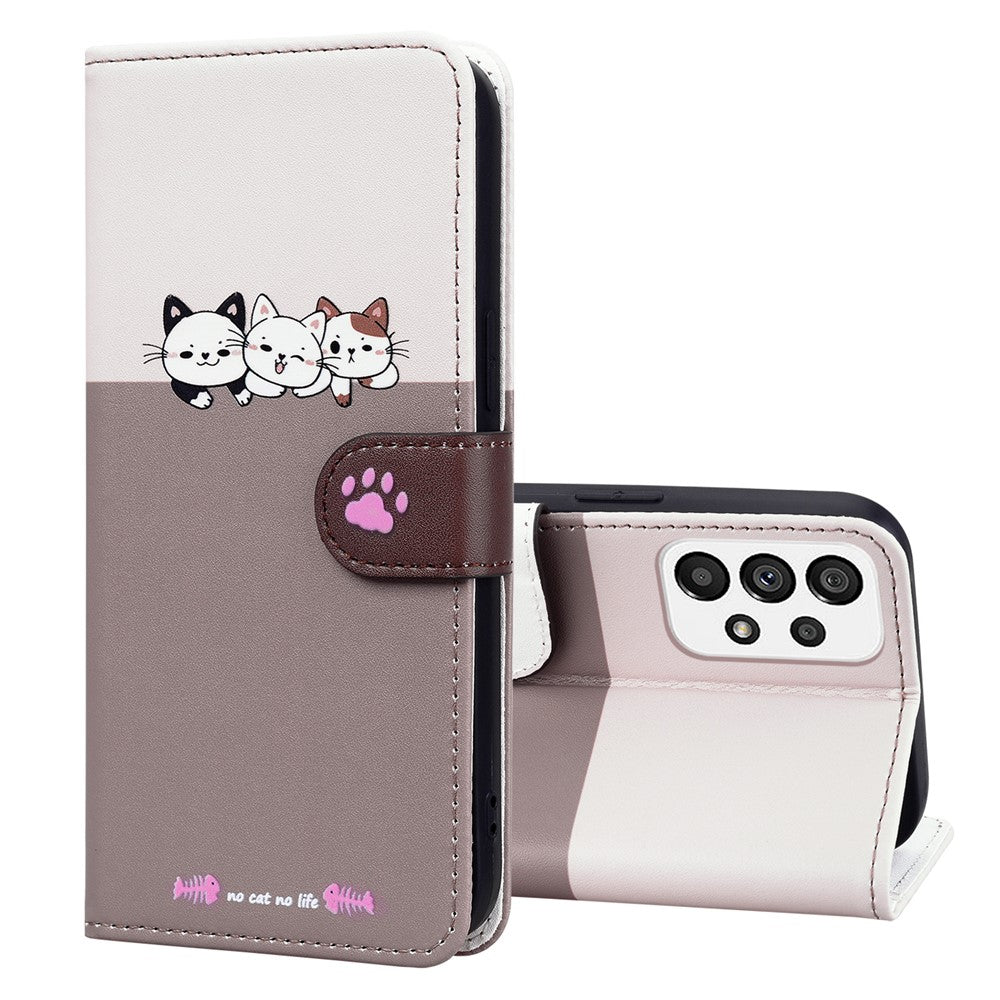 Cartoon Pet Series for Samsung Galaxy A73 5G Wallet Phone Case Leather Flip Cover
