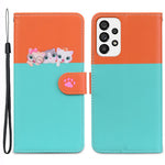 Cartoon Pet Series for Samsung Galaxy A73 5G Wallet Phone Case Leather Flip Cover