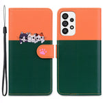 Cartoon Pet Series for Samsung Galaxy A73 5G Wallet Phone Case Leather Flip Cover