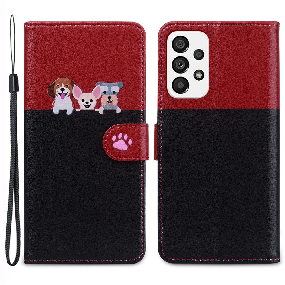 Cartoon Pet Series for Samsung Galaxy A73 5G Wallet Phone Case Leather Flip Cover